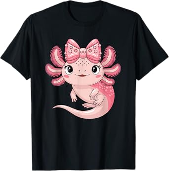Axolotl GIrls Axolotl Lover Coquette Bow Axolotls T-Shirt