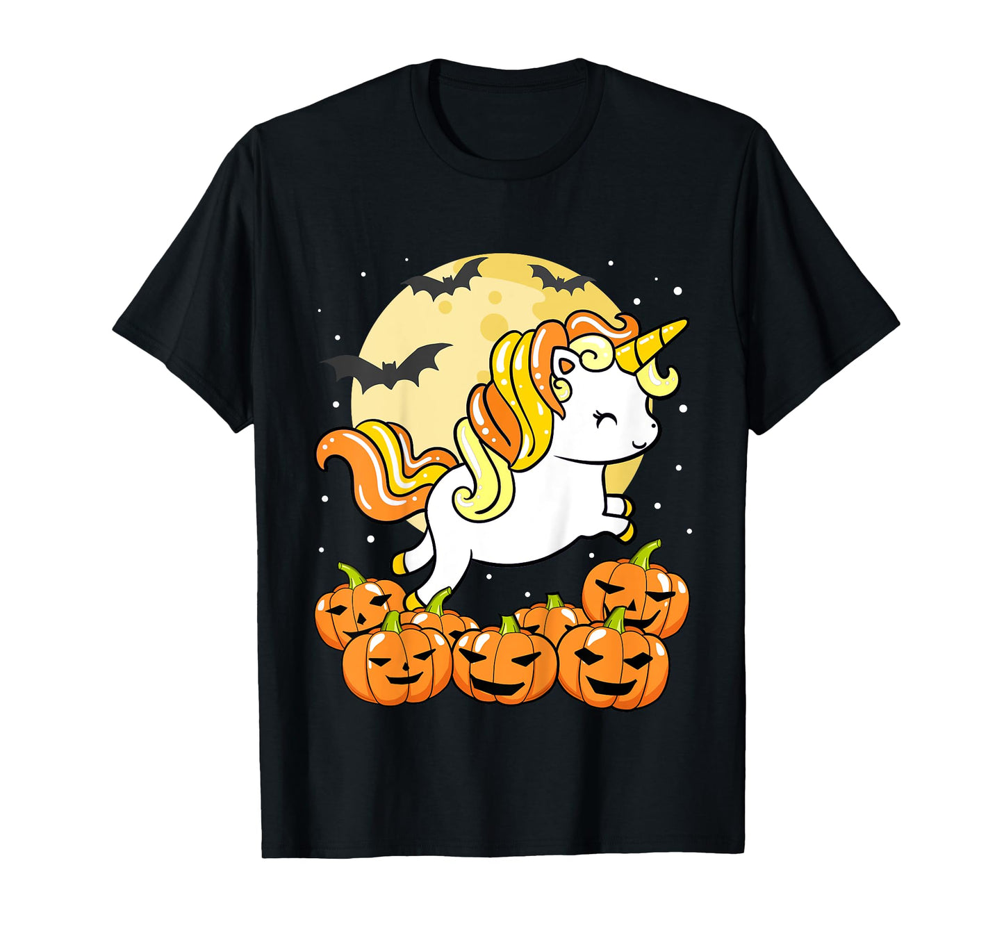 Kids Girls Unicorn Halloween Jack O Lantern Pumpkin Toddler T-Shirt
