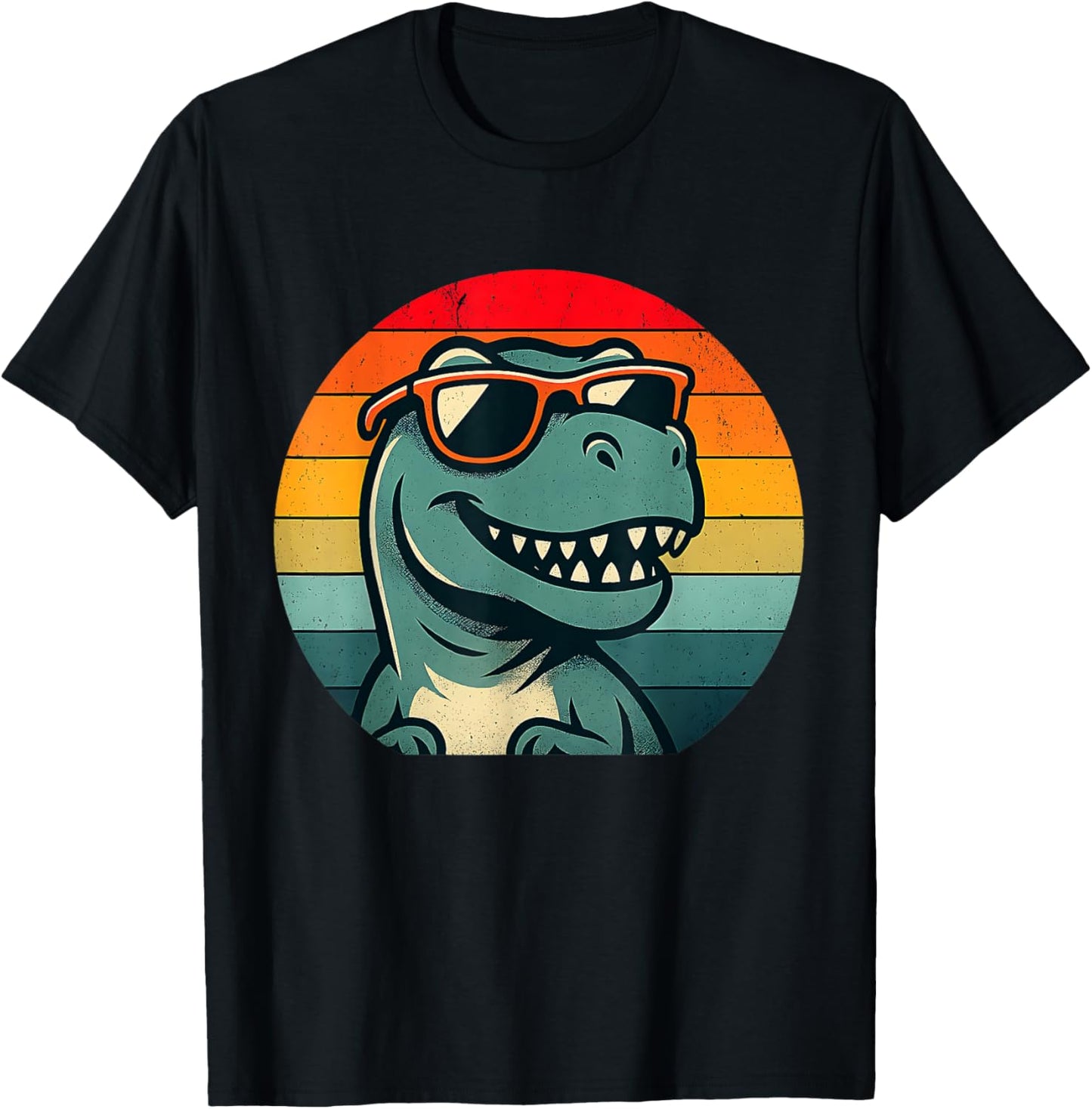 Cool Retro Dinosaur with Sunglasses Vintage Sunset Graphic T-Shirt