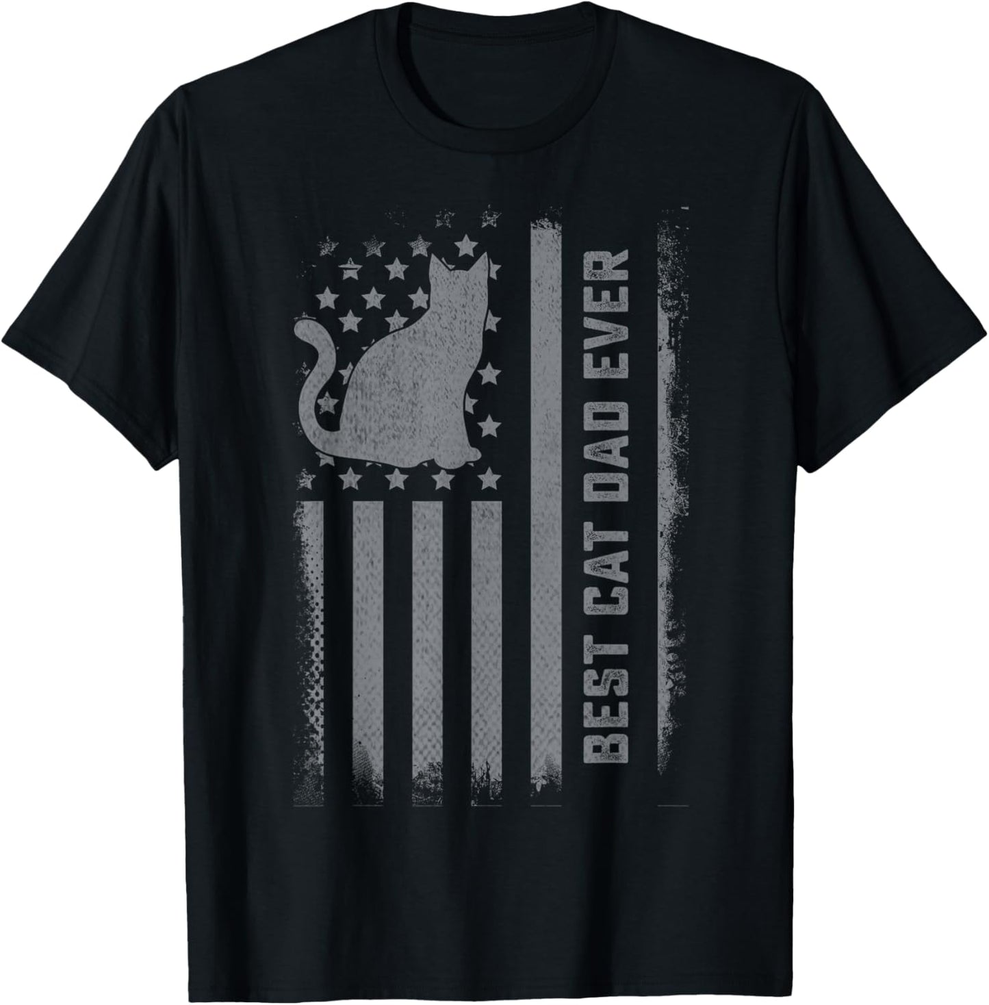 Men's Cat Dad US Flag Kitty Daddy Dad Christmas Fathers Day T-Shirt