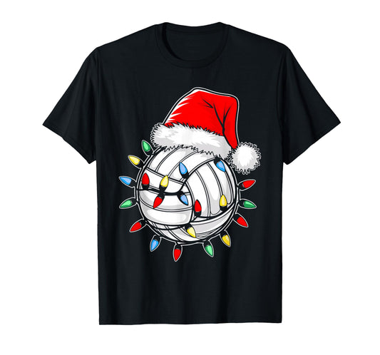 Santa Volleyball Ball Shirt Men Youth Boys Christmas Pajamas T-Shirt