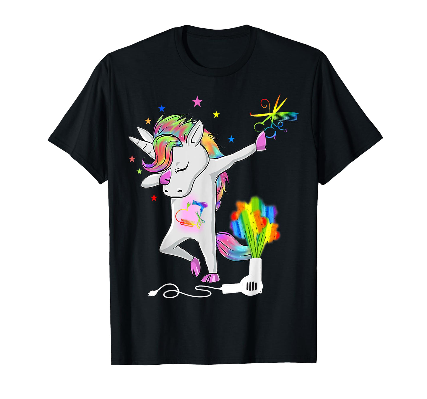 Funny HairStylist T Shirt Dabbing Unicorn Cosmetologist Tee T-Shirt