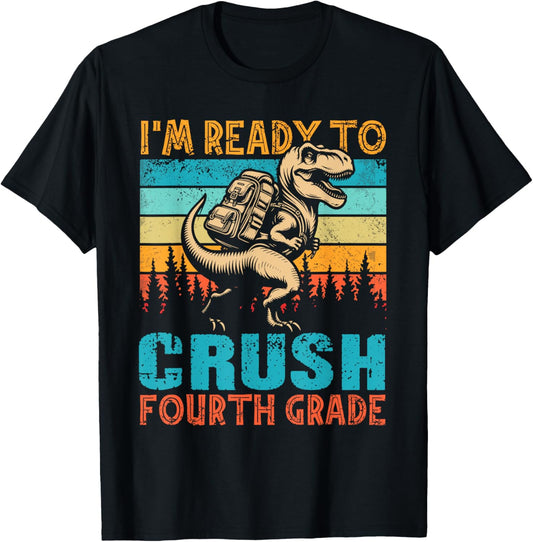 Crush 4th Grade Dinosaur Back To School Tee T-Shirt