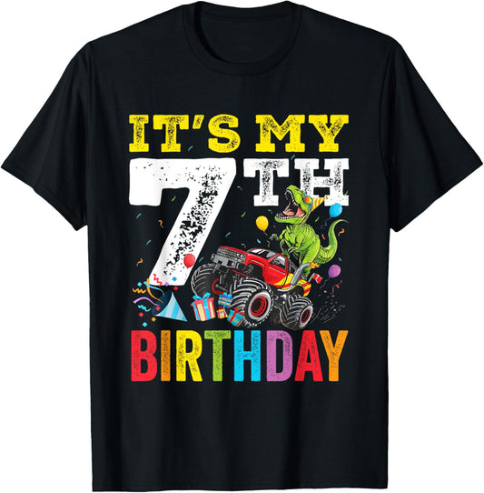 It's My 7th Birthday Dinosaur T-Rex Birthday Boy 7 Kids T-Shirt