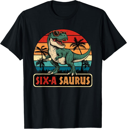 6 Year Old 6th T Rex Dinosaur Birthday Party Family Matching T-Shirt