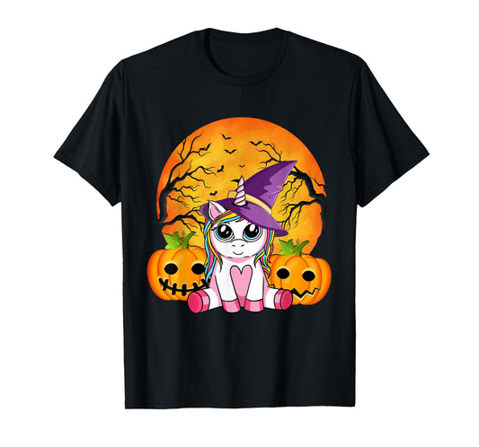 Cute Halloween Shirt Girls Women Witchy Unicorn Halloween T-Shirt