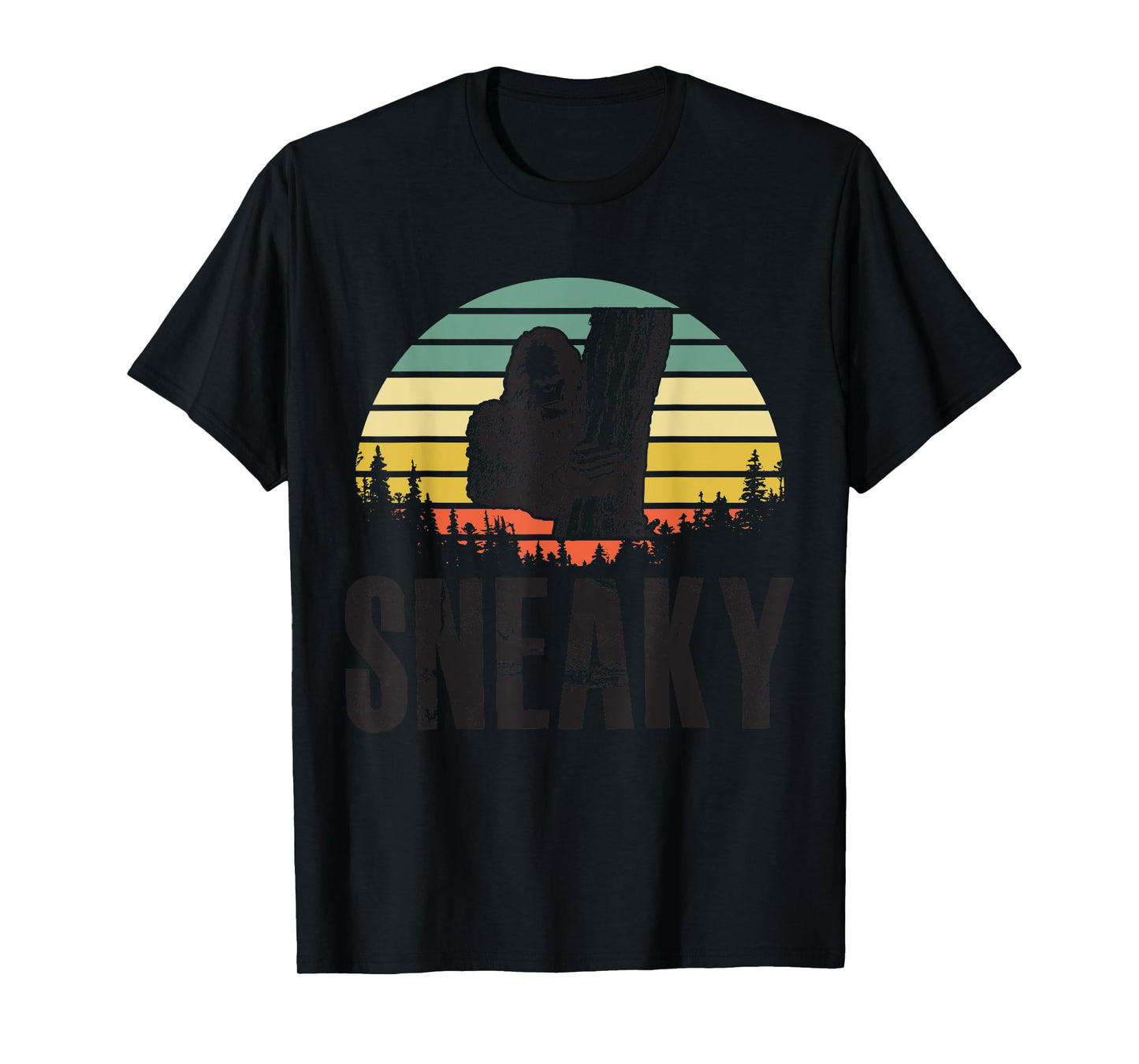Sasquatch Sneaky, Sneaky Retro Bigfoot T-Shirt T-Shirt