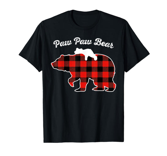 Paw Paw Bear Flannel Red Plaid Pajama Family Matching XMAS T-Shirt