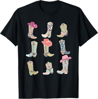 Cowgirl Boots Let's Go Girls Howdy Western Cowgirl Cowboy T-Shirt