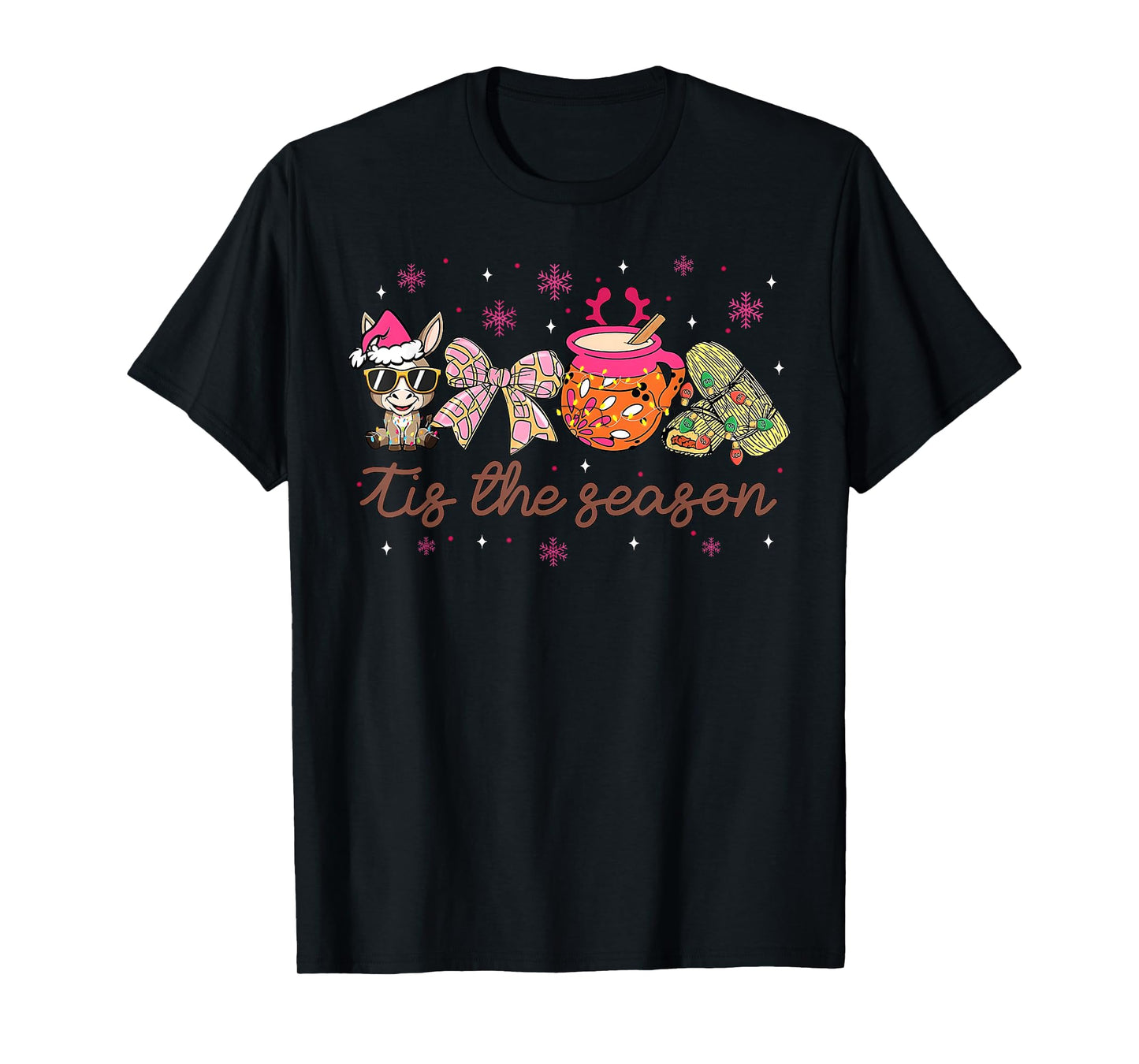 Tis The Season Tamales Mexican Coquette Bow Cafe De Olla T-Shirt