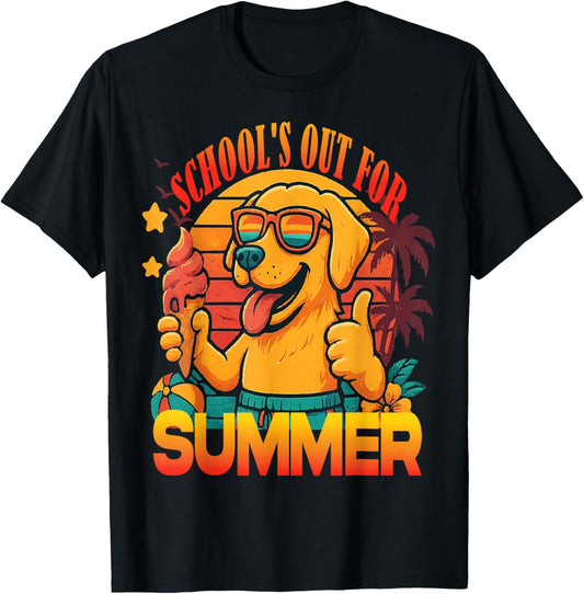 Retro Schools Out For Summer Teacher Girls Boys Kids Dog T-Shirt