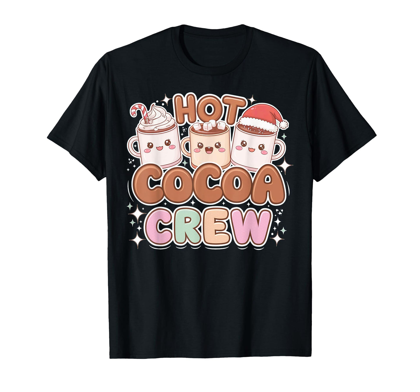 Funny Christmas Hot Cocoa and Marshmallow Crew T-Shirt