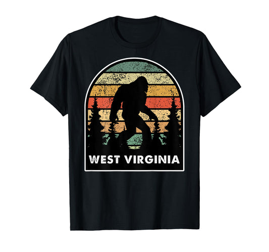 Printed on back, West Virginia and a Bigfoot, or a Sasquatch T-Shirt