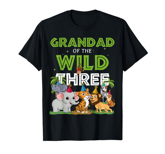 Grandad of the Wild Three Zoo Birthday Safari Jungle Animal T-Shirt