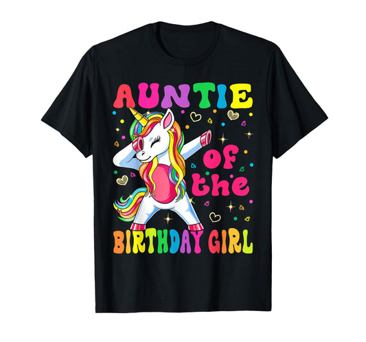Auntie of the Birthday Princess Girl Dabbing Unicorn T-Shirt
