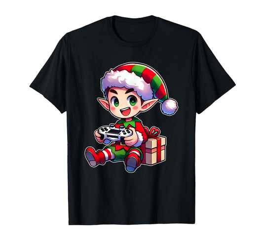 Gamer Elf Christmas Gaming Xmas Kids Boys T-Shirt