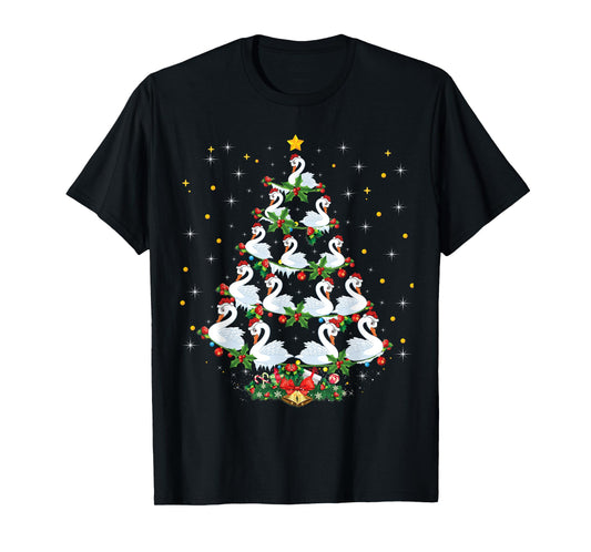 Funny Swans Bird Lover Xmas Gift Swans Christmas Tree T-Shirt