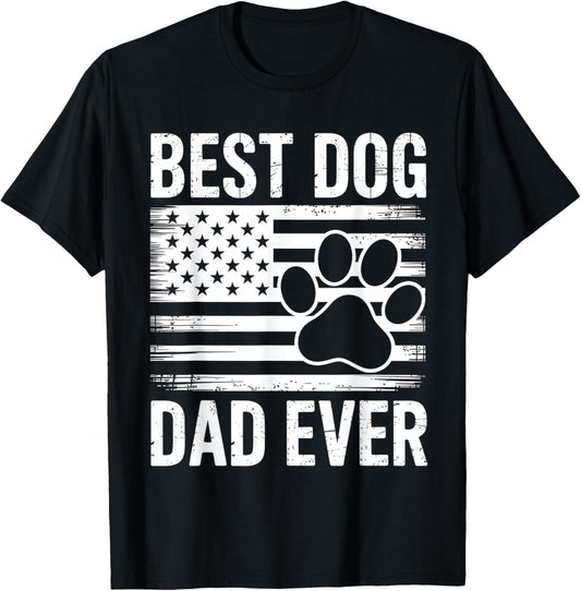 Best Dog Dad Ever American Flag Vintage Fathers Day Dog Dad T-Shirt