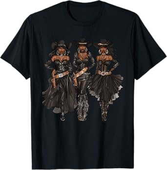 Black African American Cowgirl Western Country Texas Rodeo T-Shirt