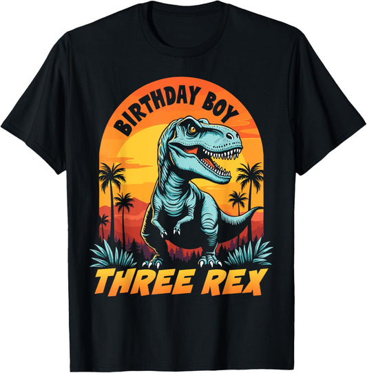 Three Rex T-Rex Boys 3rd Birthday Dinosaur Party Dino Lover T-Shirt
