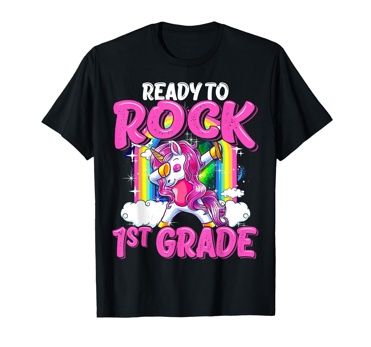 Ready To Rock 1st Grade Dabbing Unicorn Back To School Girls T-Shirt