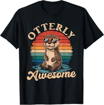 Otterly Awesome Funny Otter Sea Animal Retro T-Shirt