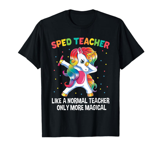 Special Education Teacher Dabbing Unicorn Back To School T-Shirt