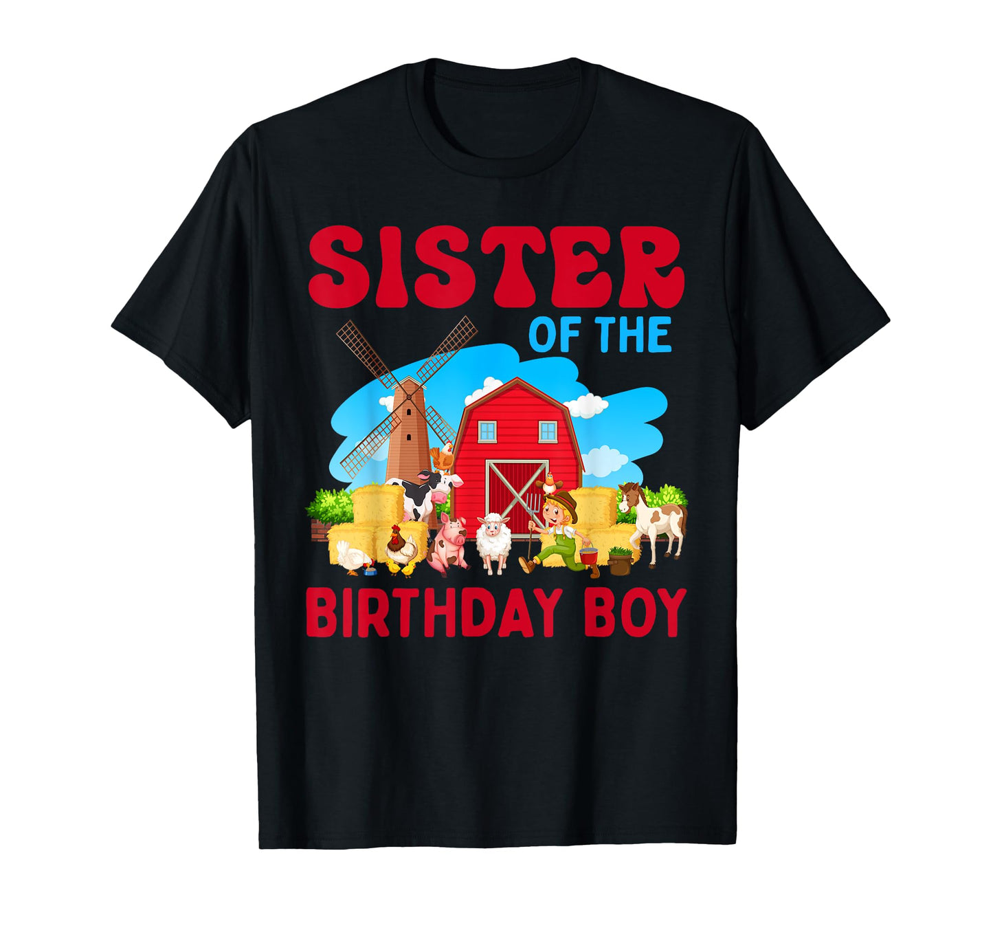 Sister Of The Birthday Boy Farm Farmer Theme T-Shirt