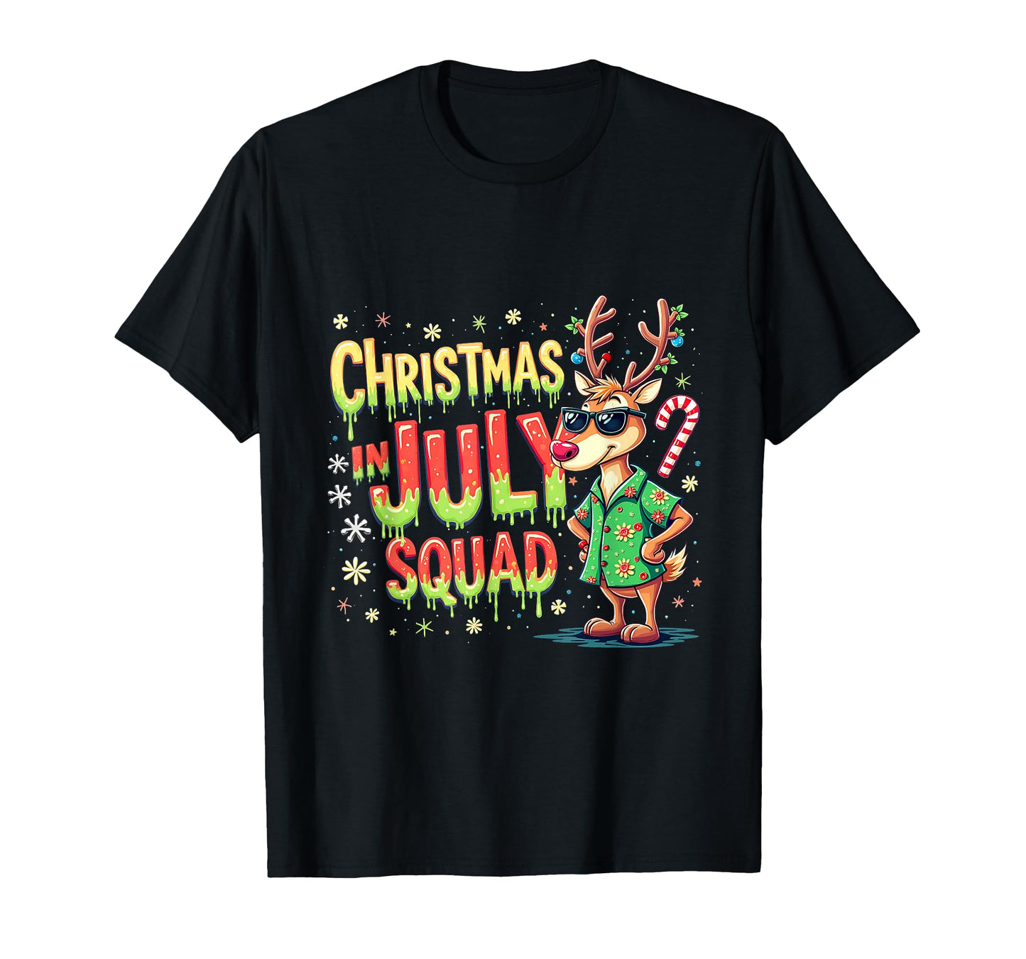 Funny Santa Reindeers Christmas In July Squad Summer T-Shirt