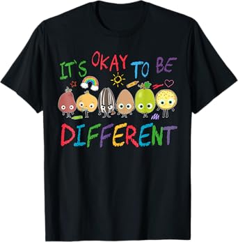 Funny It's Ok to Be Different Apple Teacher Autism Awareness T-Shirt
