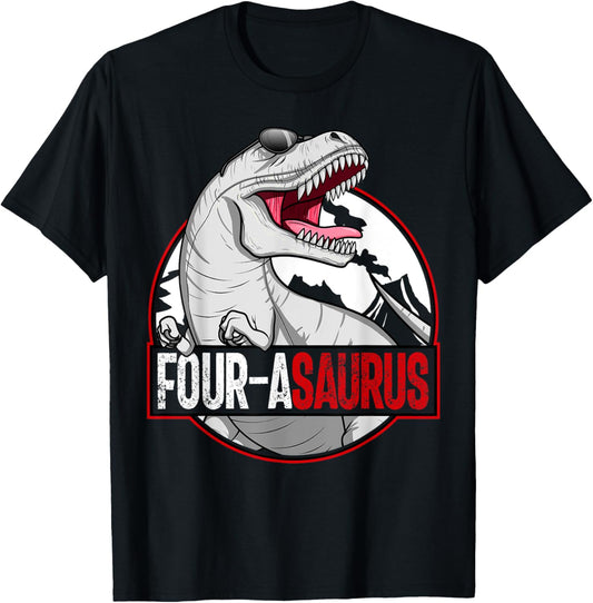 Four-asaurus Matching Family Dinosaur Kids 4th Birthday T-Shirt