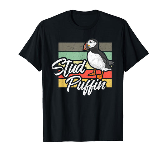 Stud Puffin - Funny Bird Seabird Vintage Retro T-Shirt