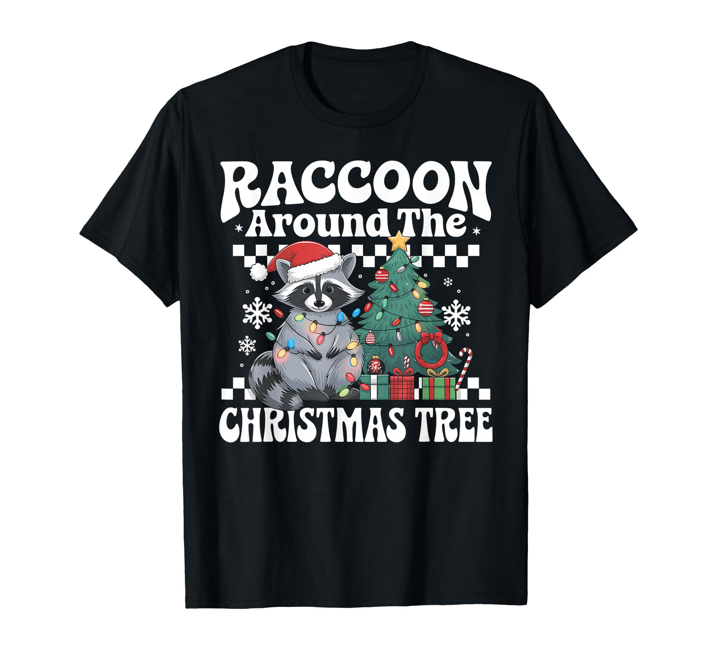 Raccoon Lovers Christmas Tees Unisex Raccoon Around The Christmas Tree Raccoon Lover Xmas Holiday T-Shirt