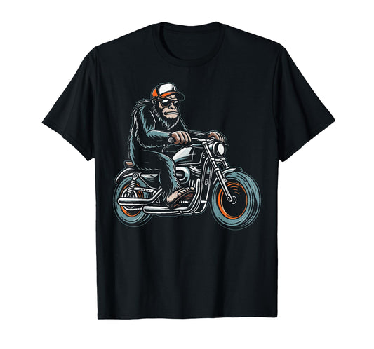 Bigfoot Sasquatch Riding A Motorcycle T-Shirt