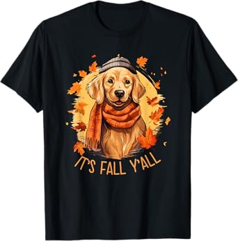Golden Retriever Dog as Fall Autumn Season for Men Women T-Shirt