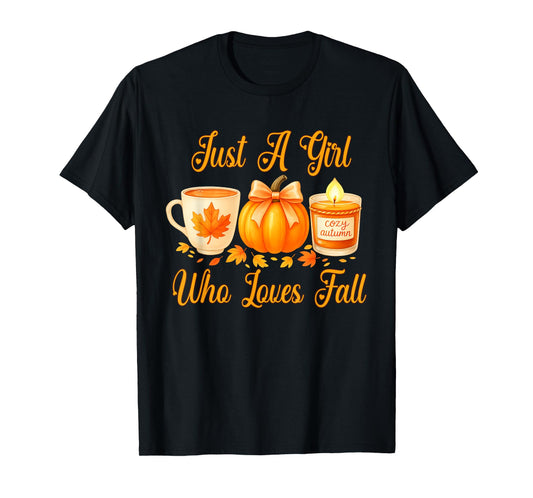 Just A Girl Who Loves Fall Pumpkin Cozy Autumn T-Shirt