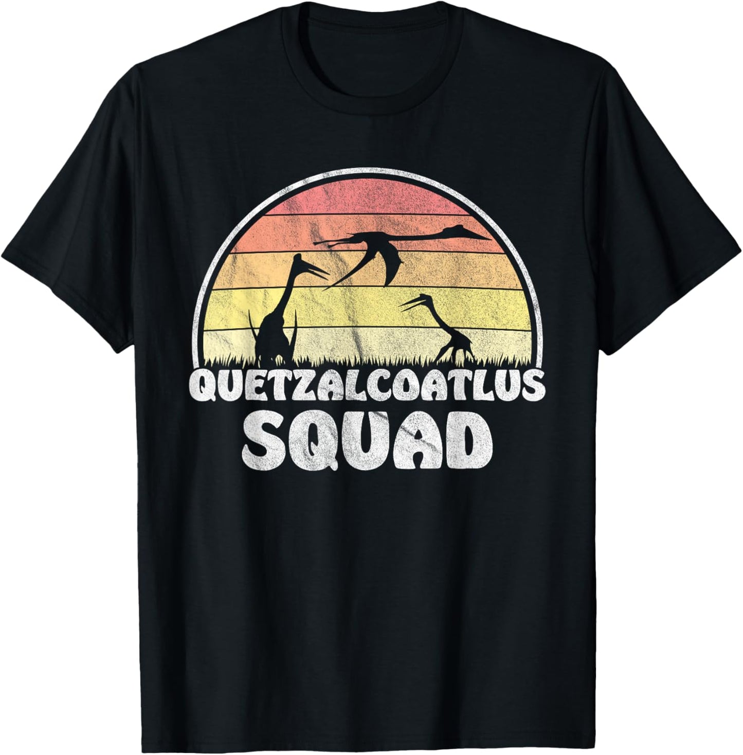 Quetzalcoatlus Squad - Retro Sunset Dinosaur T-Shirt