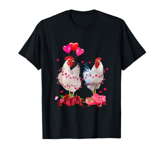 Funny Chicken Valentines Day Heart Chicken Couple Men Women T-Shirt