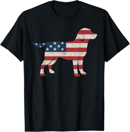 Golden Retriever USA Flag Patriotic Dog 4th of July T-Shirt