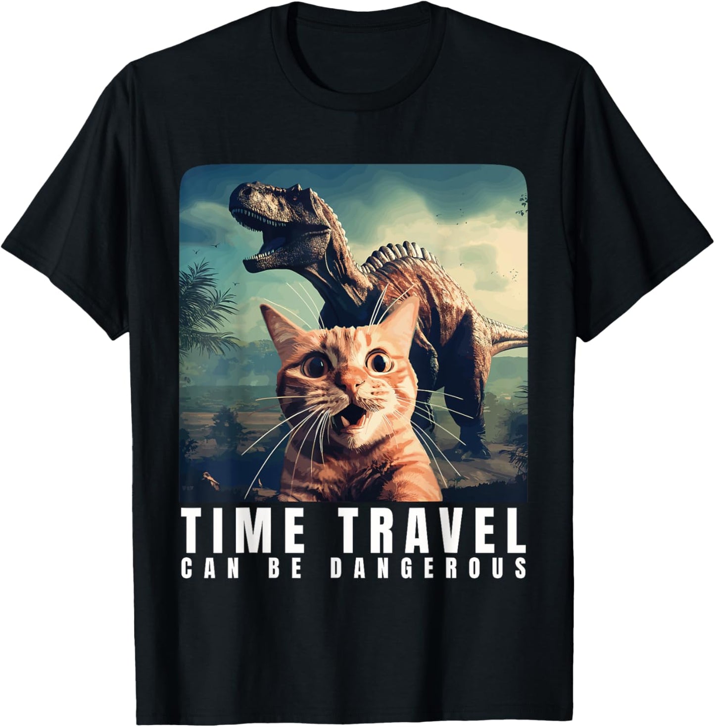 Crazy Cat Selfie Run, Time Travel Can Be Dangerous, Cat Love T-Shirt