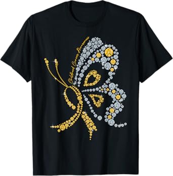 Childhood Cancer Awareness Gold Butterfly Warrior Supporter T-Shirt