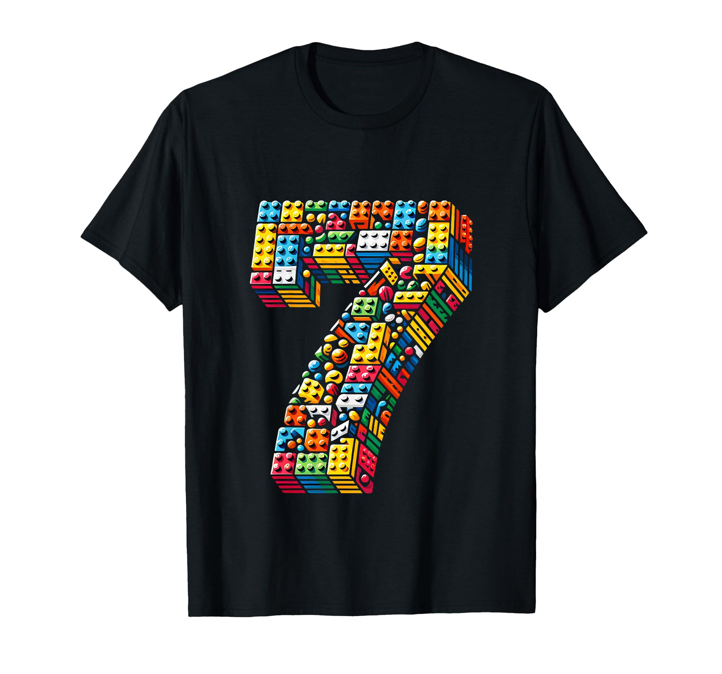 Kids 7 Year Old Blocks Building Master Builder 7th Birthday Boy T-Shirt