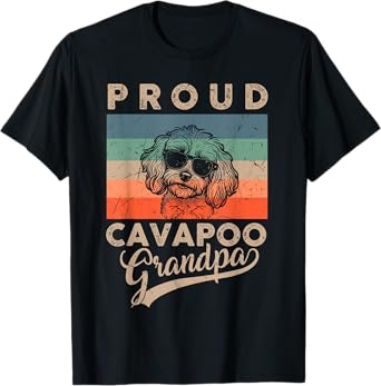 Vintage Proud Cavapoo Dog Grandpa Dog Owner Father's Day T-Shirt for Men Women Kids
