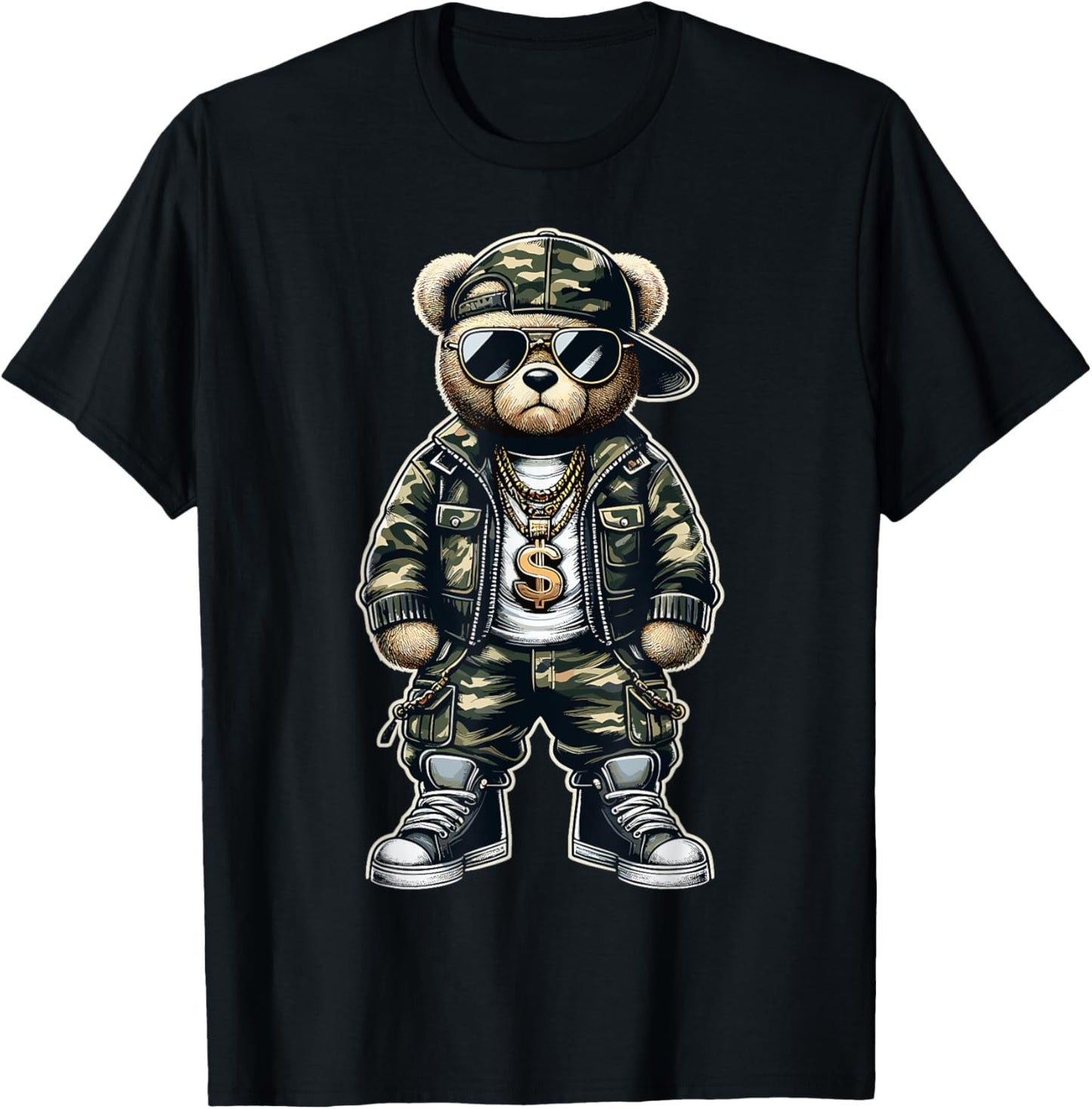 Camouflage Hip Hop Teddy Bear T-Shirt
