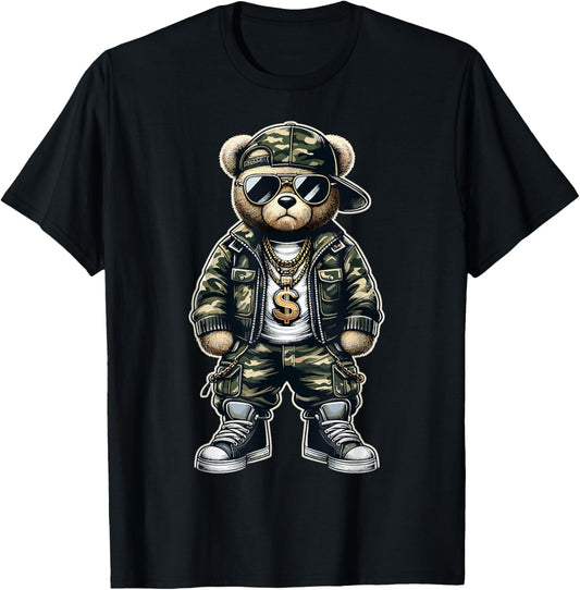 Camouflage Hip Hop Teddy Bear T-Shirt
