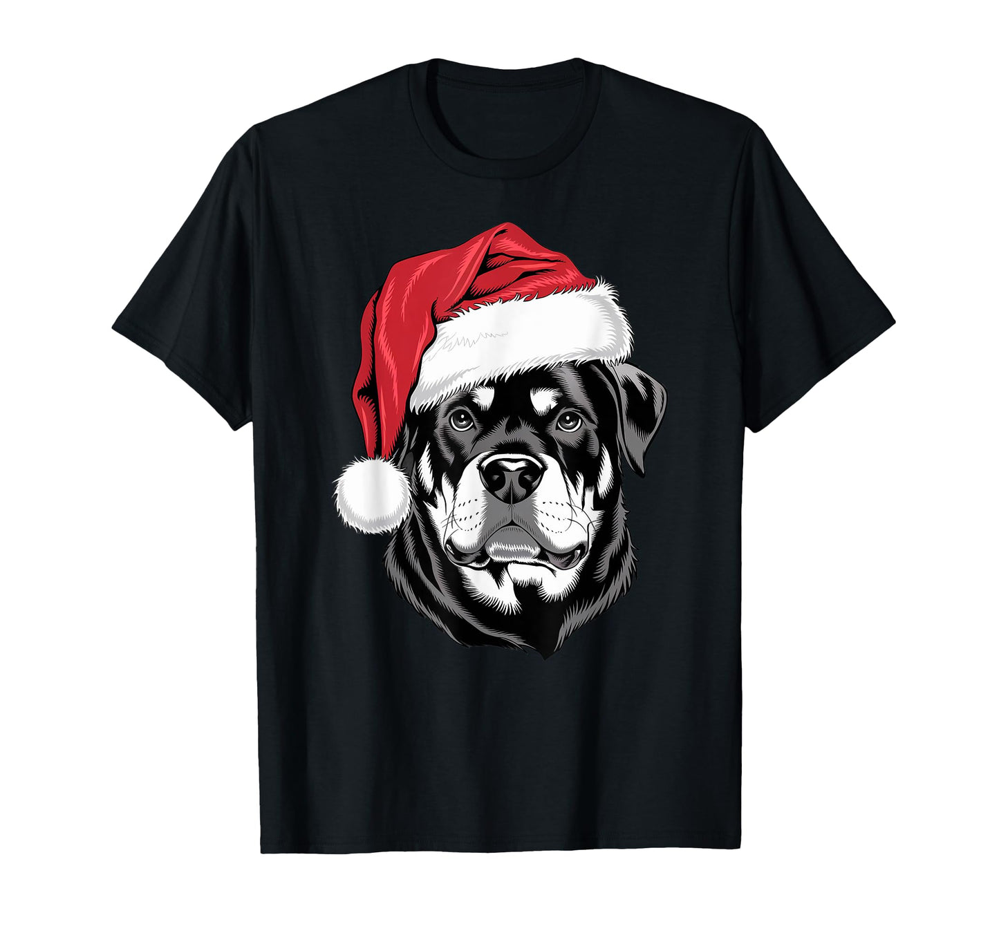 Joyful Rottie Santa Dog on Rottweiler Christmas T-Shirt