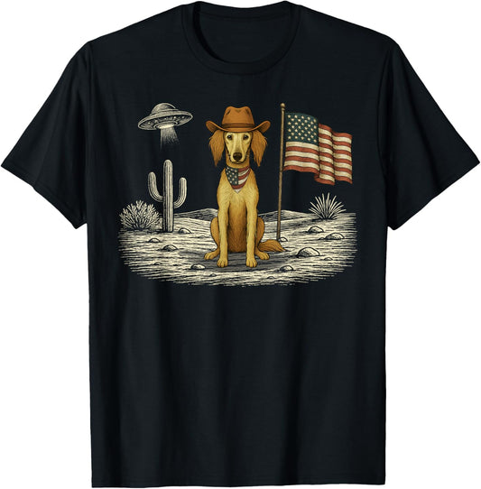Saluki 4th of July US American Flag Dog Patriotic T-Shirt