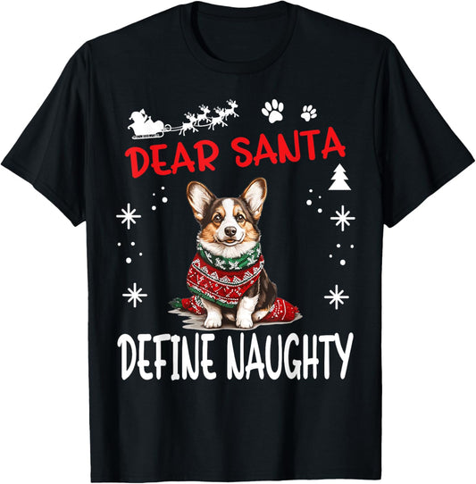 Cute Cardigan Welsh Corgi Dog Christmas Dear Santa Define T-Shirt