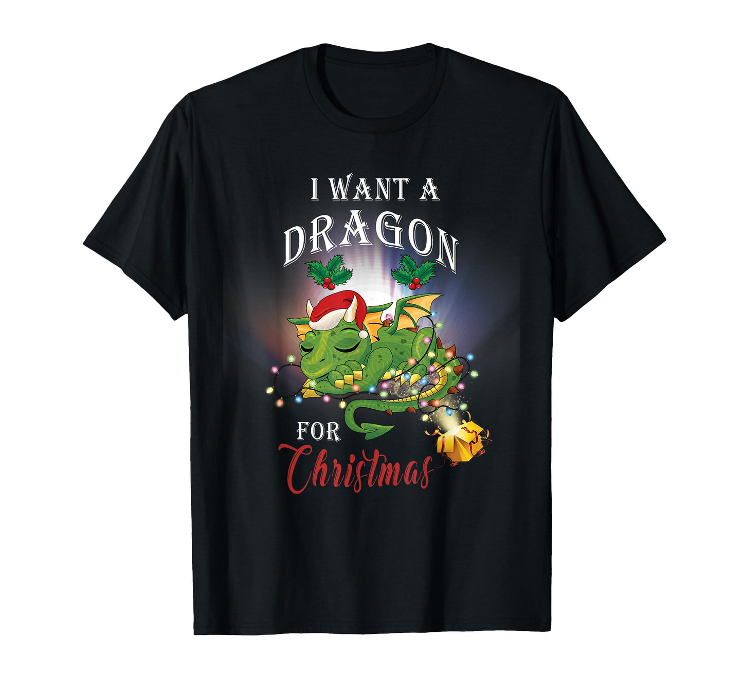 Dragon Lovers I Want A Dragon for Christmas Santa Dragon T-Shirt