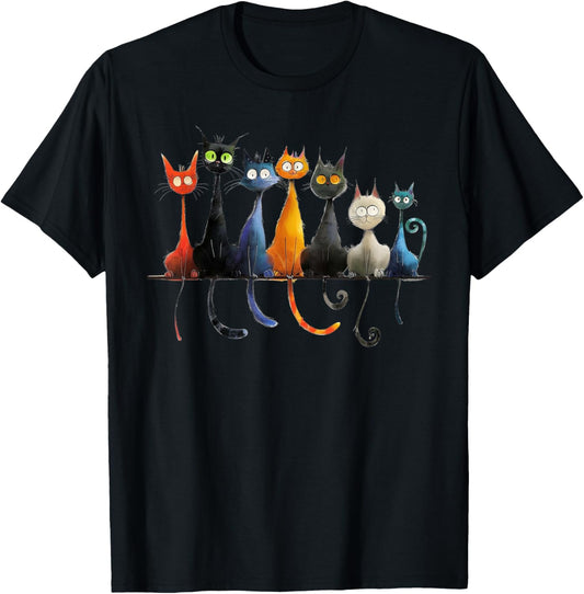 Whimsical Mid-Century Modern Look Cats 50& 60s Style T-Shirt